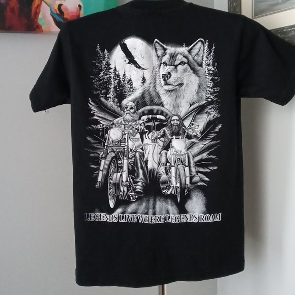 La Voila "Legends live where legends roam" Biker graphic Tee - Picture 2 of 7